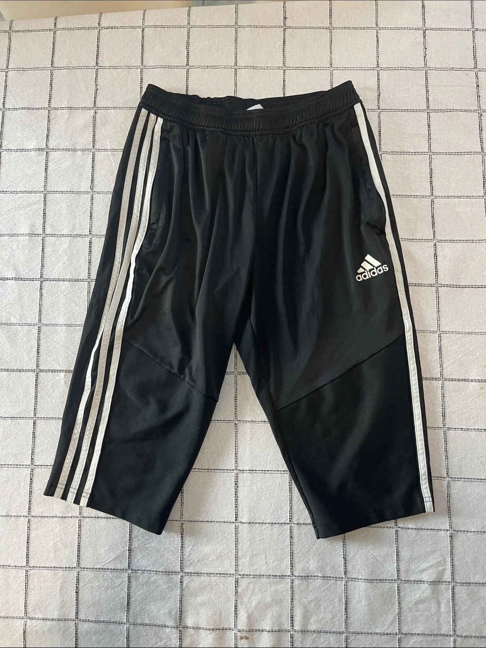 adidas Black Athletic Shorts with White 3-Stripes